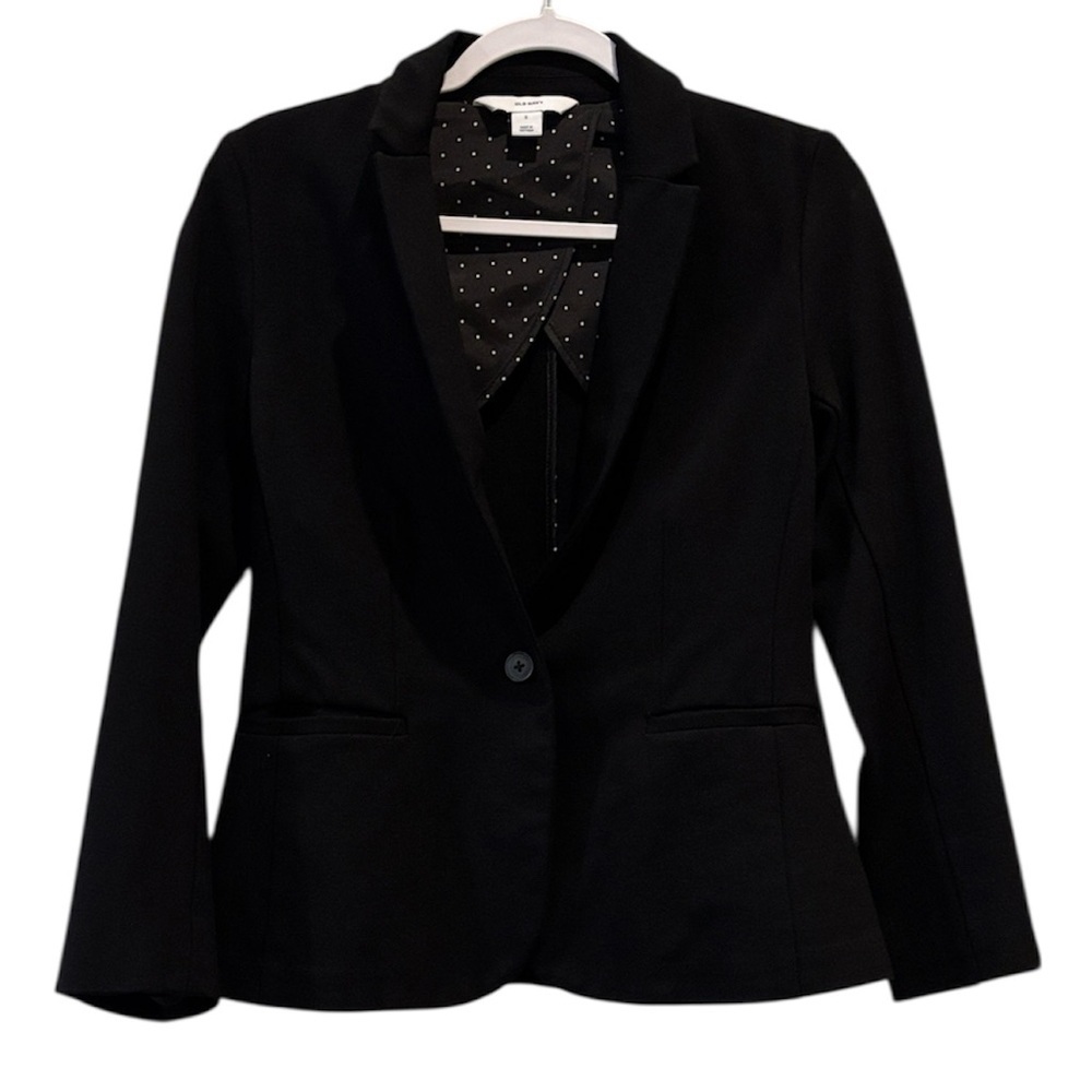 Old Navy Women's Black Blazer with Polka Dot Lining Small Casual Career Y2K
